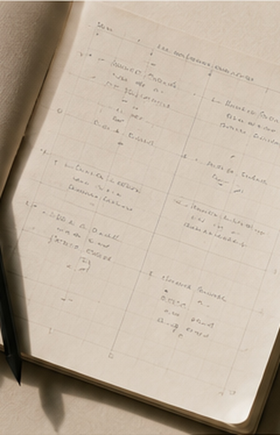 Engineer notebook and graphite study